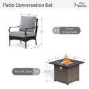 4-Seater Outdoor Metal and Rattan Cocoa Sofa Set with Square Fire Pit Table