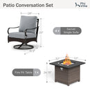 4-Seater Outdoor Metal and Rattan Cocoa Sofa Set with Square Fire Pit Table