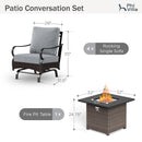 4-Seater Outdoor Metal and Rattan Cocoa Sofa Set with Square Fire Pit Table