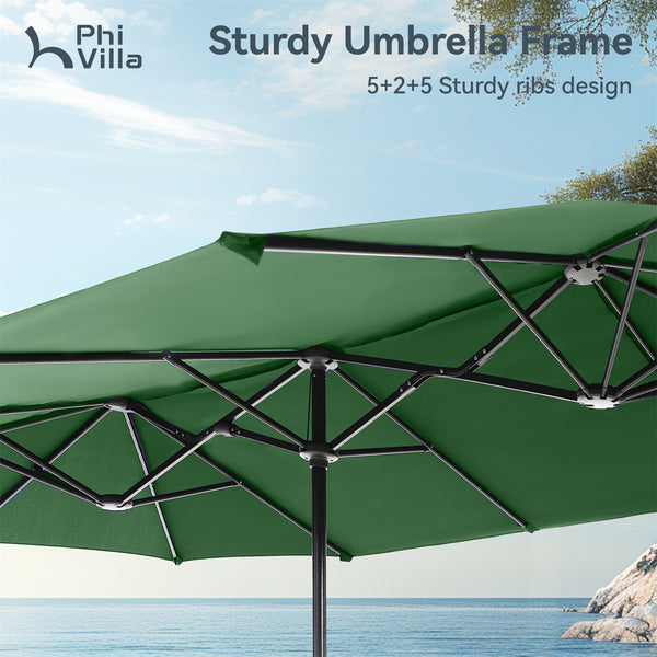 13ft Double-Sided Outdoor Umbrella with Adjustable Crank
