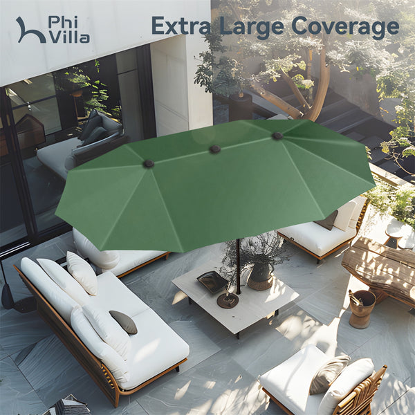 bell oberon patio umbrella 13ft Double-Sided Twin Outdoor Market Patio Umbrella