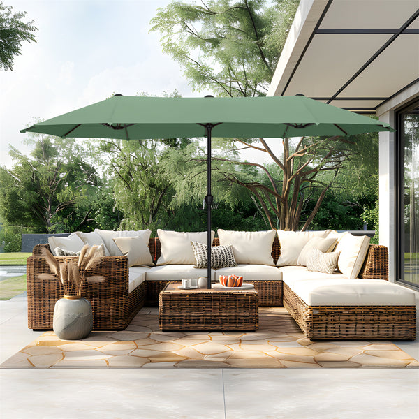PHI VILLA 13ft Double-Sided Twin Outdoor Market Patio Umbrella, White