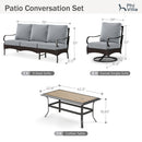 5-Seater Outdoor Metal and Rattan Cocoa Sofa Set with Coffee Table