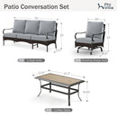 5-Seater Outdoor Metal and Rattan Cocoa Sofa Set with Coffee Table