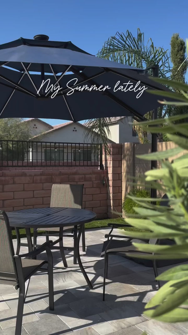 7-Piece Patio Dining Set with Medieval Style Textilene Chair and Round Table-Phi Villa