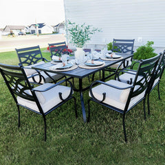 Vine 7-Piece Patio Dining Set of Stylish Steel Chairs and Steel Rectangle Table
