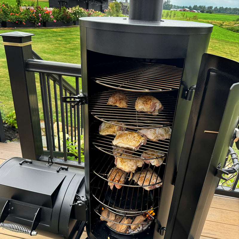 Captiva Designs Heavy Duty Domestic Vertical Offset Charcoal Patio Smoker