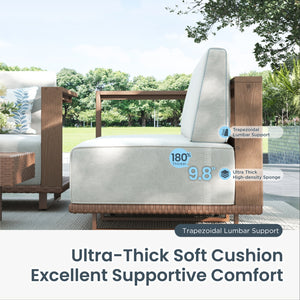 Solana Woodgrain HDPE Patio Modular Sectional Rattan Sofa Set