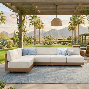 Alameda 4-Seater Woodgrain HDPE Garden Modular Sectional Rattan Sofa Set
