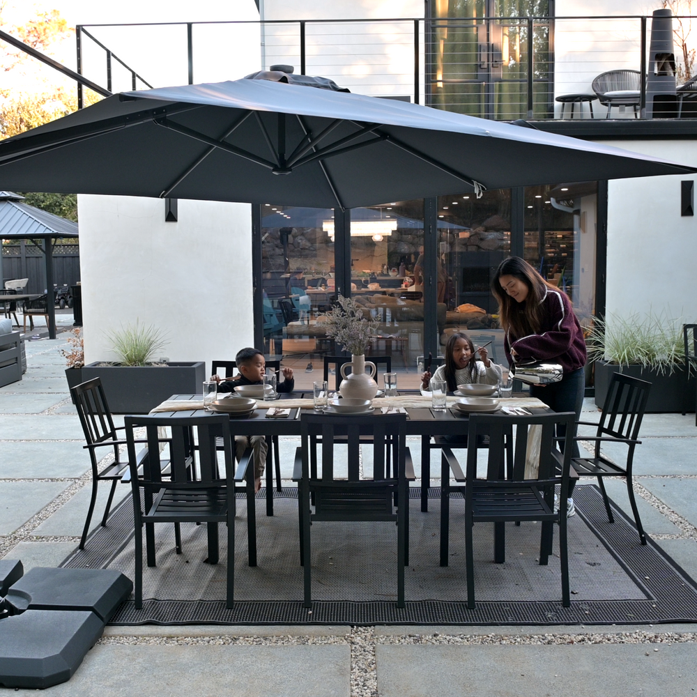 Square Cantilever Patio Umbrella - 360° Rotation and 7-Tilt Adjustable