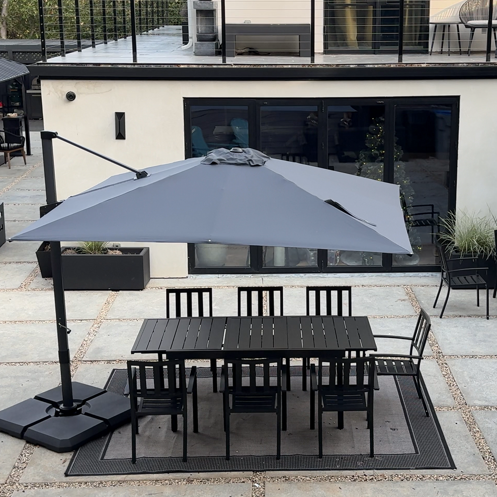 Square Cantilever Patio Umbrella - 360° Rotation and 7-Tilt Adjustable