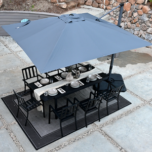 Square Cantilever Patio Umbrella - 360° Rotation and 7-Tilt Adjustable