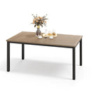 PHI VILLA Patio Wood-Like Rectangle Steel Dining Table