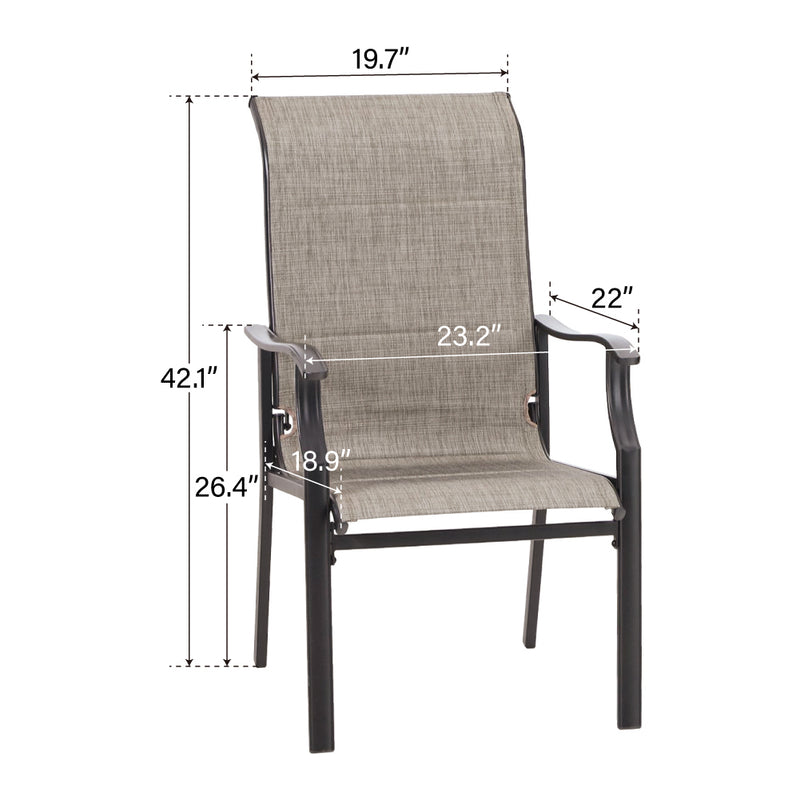 PHI VILLA 5-Piece Patio Fire Pit Set Textilene C-Spring Chairs & 50,000BTU Wood-look Square Fire Pit Table