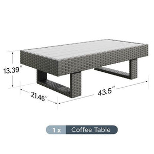 Solana Extra Wide Woodgrain Rattan Table Designed to Complete Sofa Set