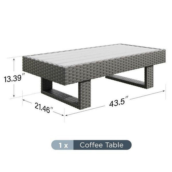 Solana Extra Wide Woodgrain Rattan Table Designed to Complete Sofa Set