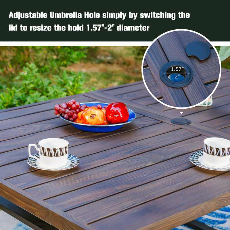 Phi Villa Patio Rectangle Patio Dining Table with U-shaped legs