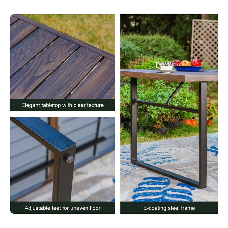 Phi Villa Patio Rectangle Patio Dining Table with U-shaped legs