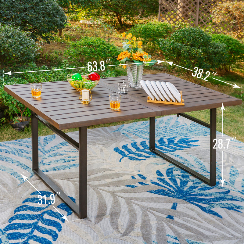 PHI VILLA 7-Piece Patio Dining Set Textilene Swivel Chairs & Steel Rectangle Table