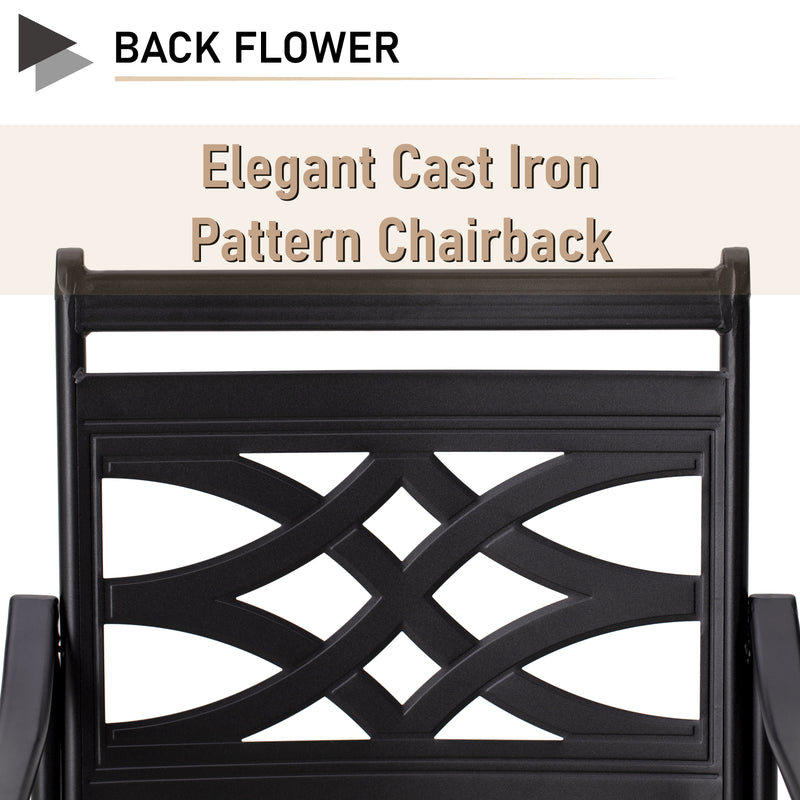 PHI VILLA 7 Piece Patio Dining Set with Acacia Wood Table & Steel Fixed Chairs