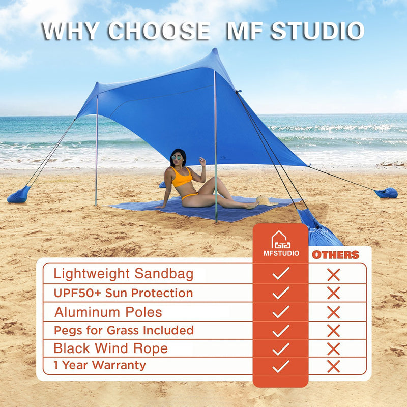 Phi Villa UPF 50+ Beach Shade Tent 7.6 ft x 7.2 ft
