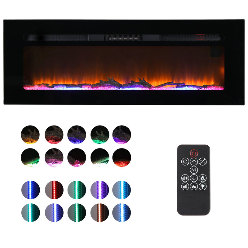 PHI VILLA 40/50 Inch 1500W Insert & Wall Mounted Electric Fireplace