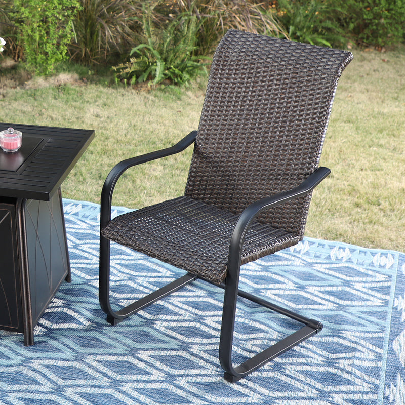 Phi Villa 2-piece Rattan C-spring Patio Dining Chairs Set