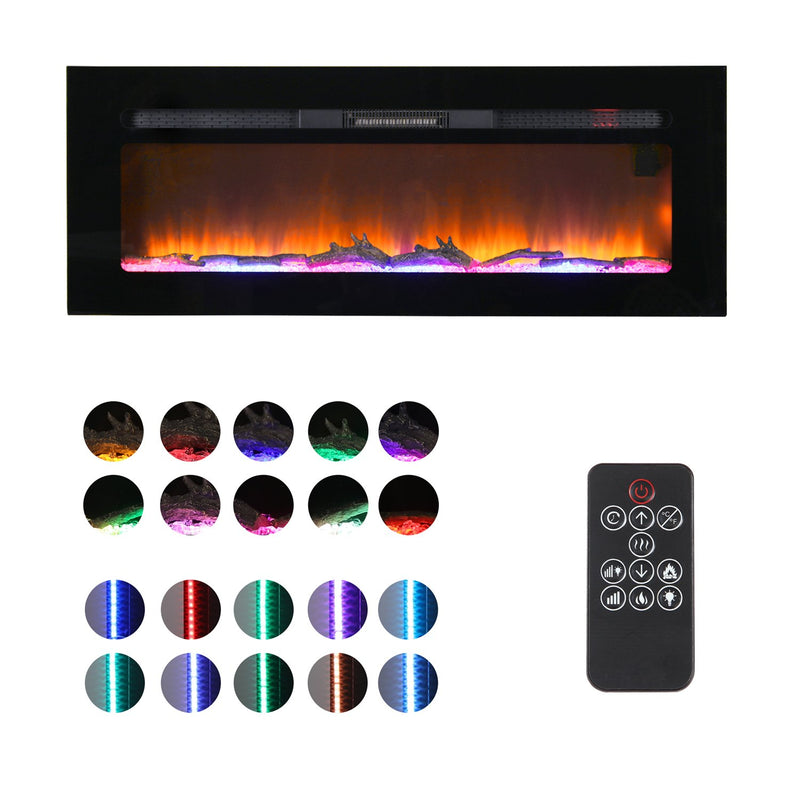PHI VILLA 40/50 Inch 1500W Insert & Wall Mounted Electric Fireplace