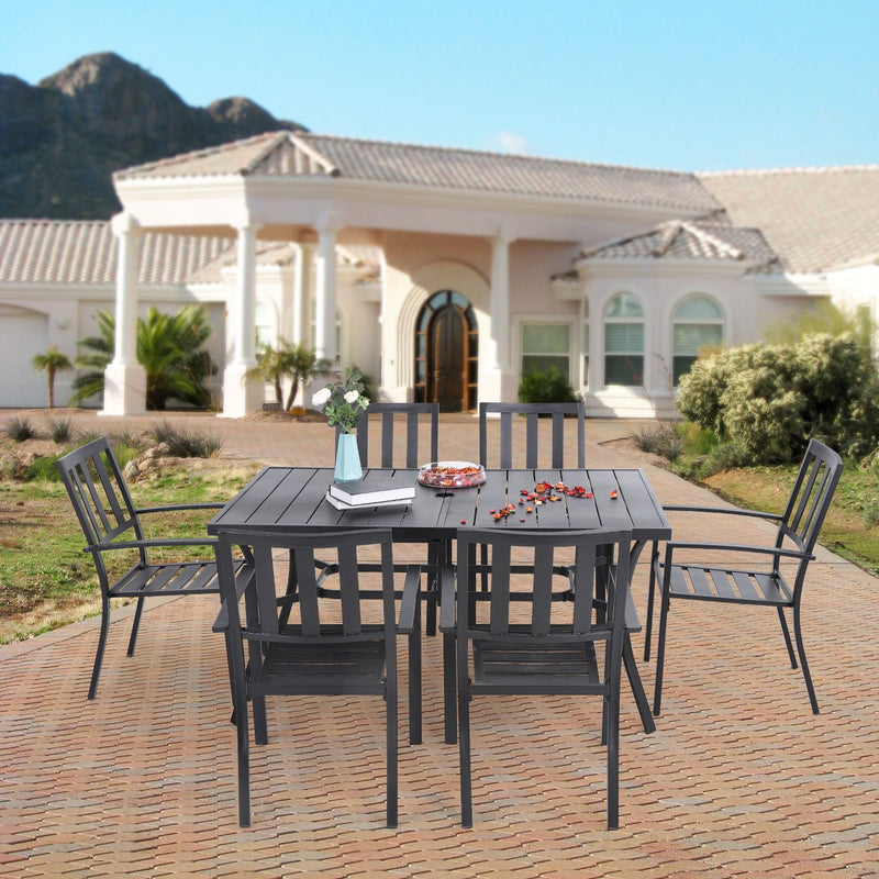 7-Piece Patio Dining Set With Stackable Chairs for Garden, Backyard PHI VILLA