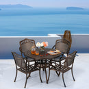 PHI VILLA 5-Piece Outdoor Cast Aluminum Golden Bronze Patio Dining Set with Round Table