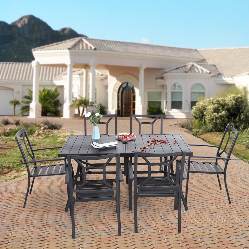 7-Piece Patio Dining Set With Stackable Chairs for Garden, Backyard PHI VILLA