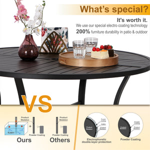 Phi Villa 42‘’ Outdoor Metal Slat Steel Round Dining Table
