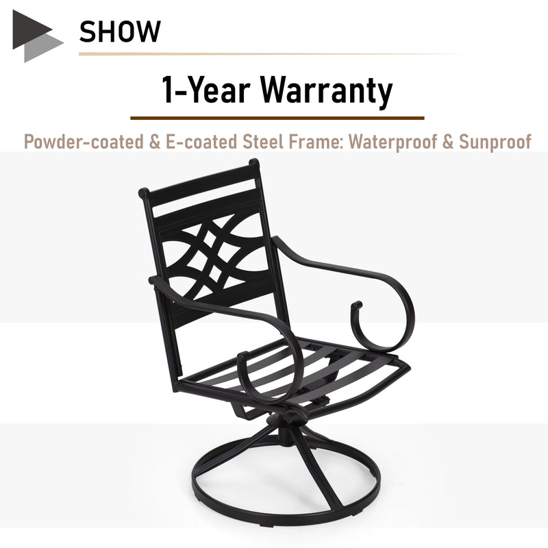 PHI VILLA Patio Swivel Steel Dining Chairs-Set of 2