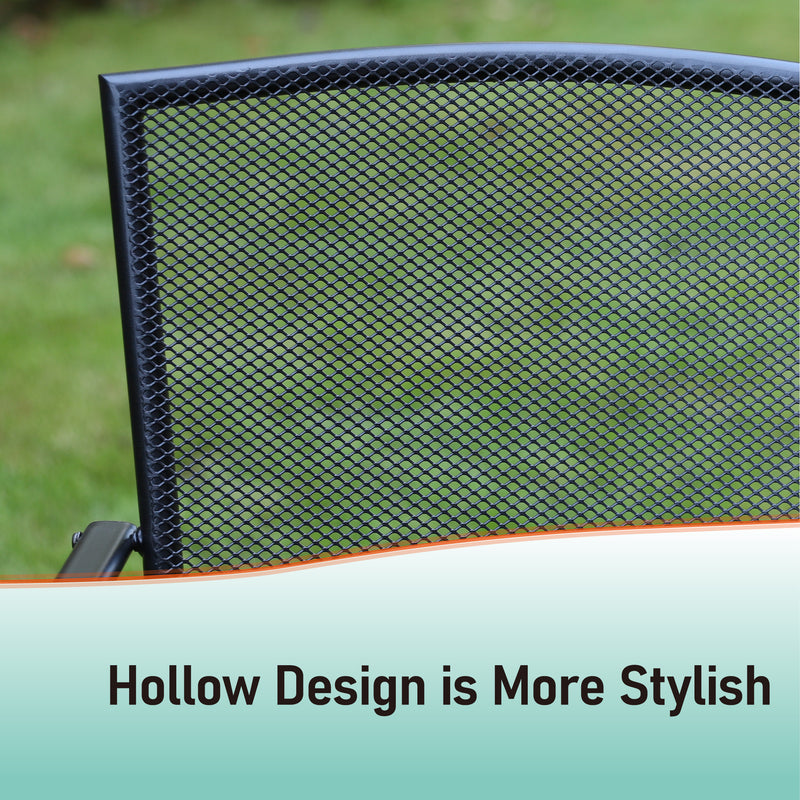 Phi Villa 7-Piece Outdoor Dining Set 6 Mesh Fixed Chairs & Steel Rectangle Table
