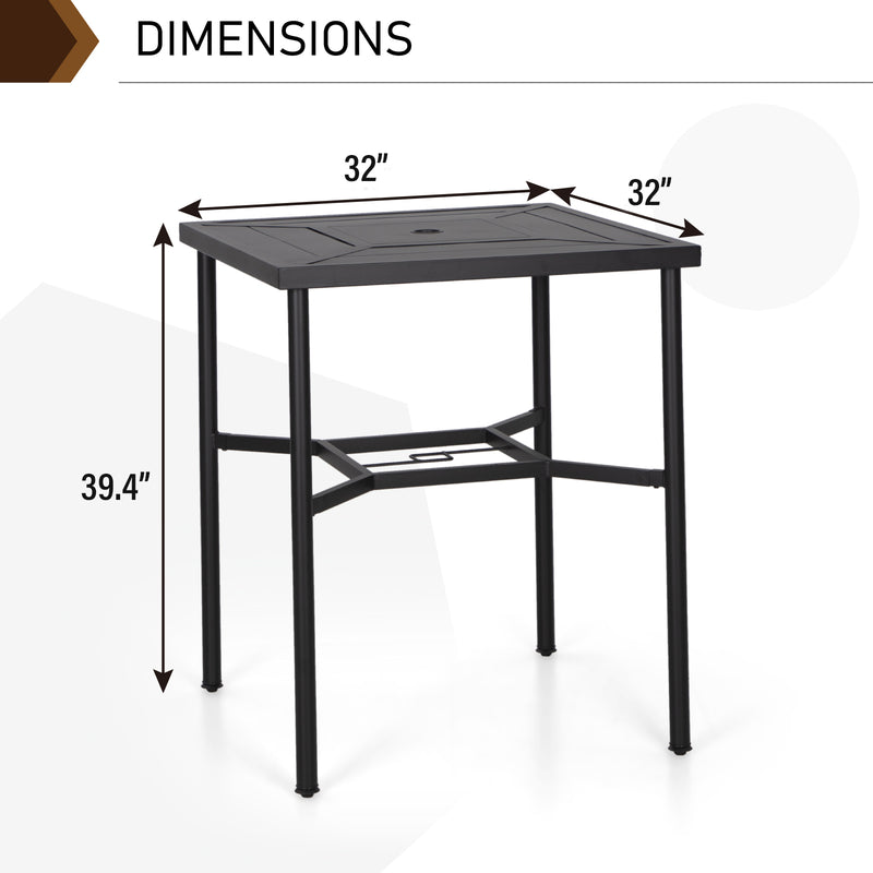 PHI VILLA Patio Bar Stools Set with Swivel Cushioned Bar Stools and High Table