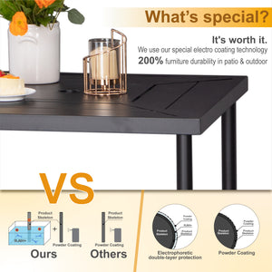 PHI VILLA Patio 32" Steel Square Bar Dining Table