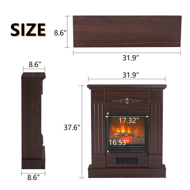 PHI VILLA 28/32 inch Freestanding Convergent Electric Fireplace Heater
