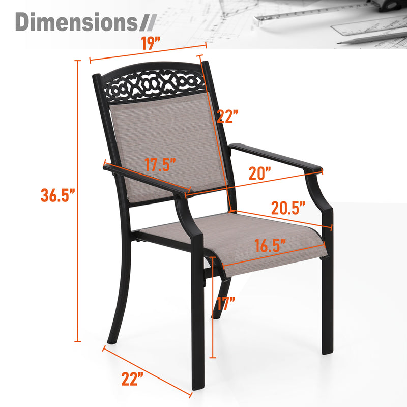 PHI VILLA 2-Piece Outdoor Textilene Fixed Dining Chairs