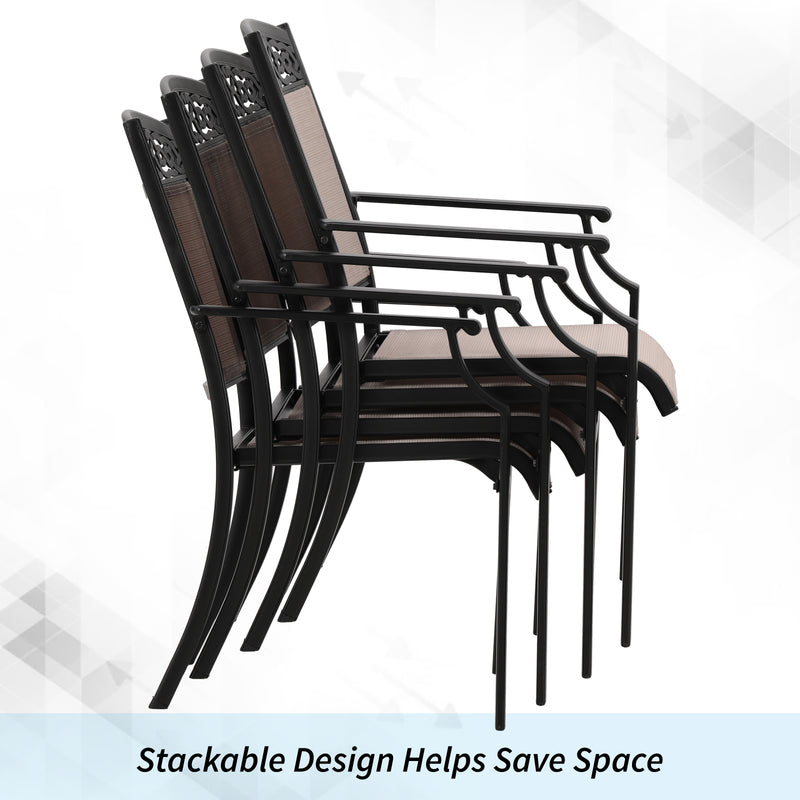 PHI VILLA 2-Piece Outdoor Textilene Fixed Dining Chairs
