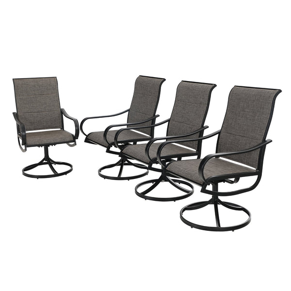 Patio Padded Swivel Dining Chairs for Porch, Deck, Backyard PHI VILLA