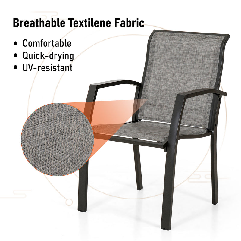 Phi Villa Patio Textilene Aluminum Alloy Fixed Chairs, Set of 2