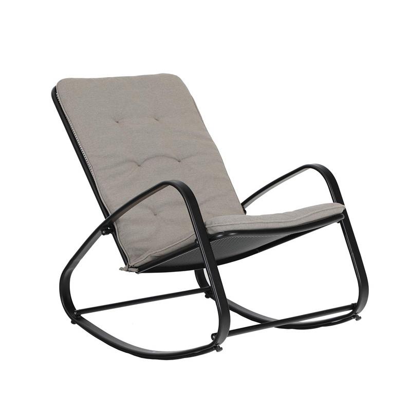 PHI VILLA Patio 1 Piece Rocking Chair Padded Steel Rocker Chair
