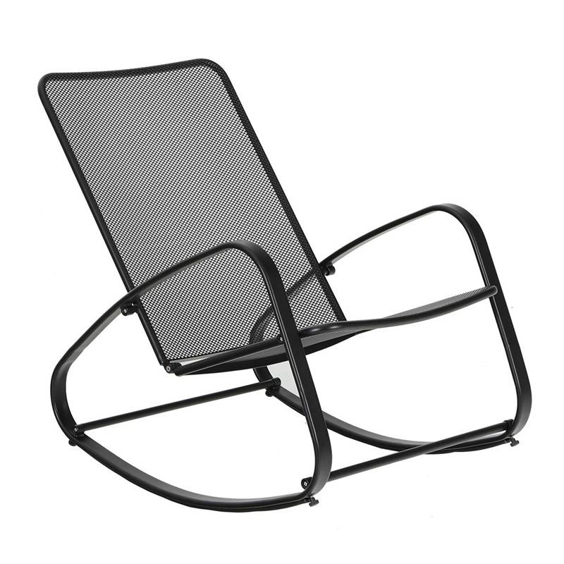 PHI VILLA Patio 1 Piece Rocking Chair Padded Steel Rocker Chair