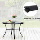 PHI VILLA 5-Piece Outdoor Dining Set 4 Patterned Stackable Chairs and Steel Slat Round Table