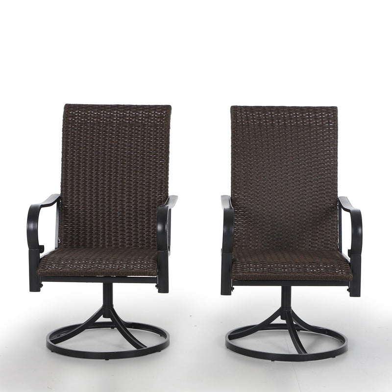 PHI VILLA Rattan Swivel Outdoor Dining Chairs, Set of 2