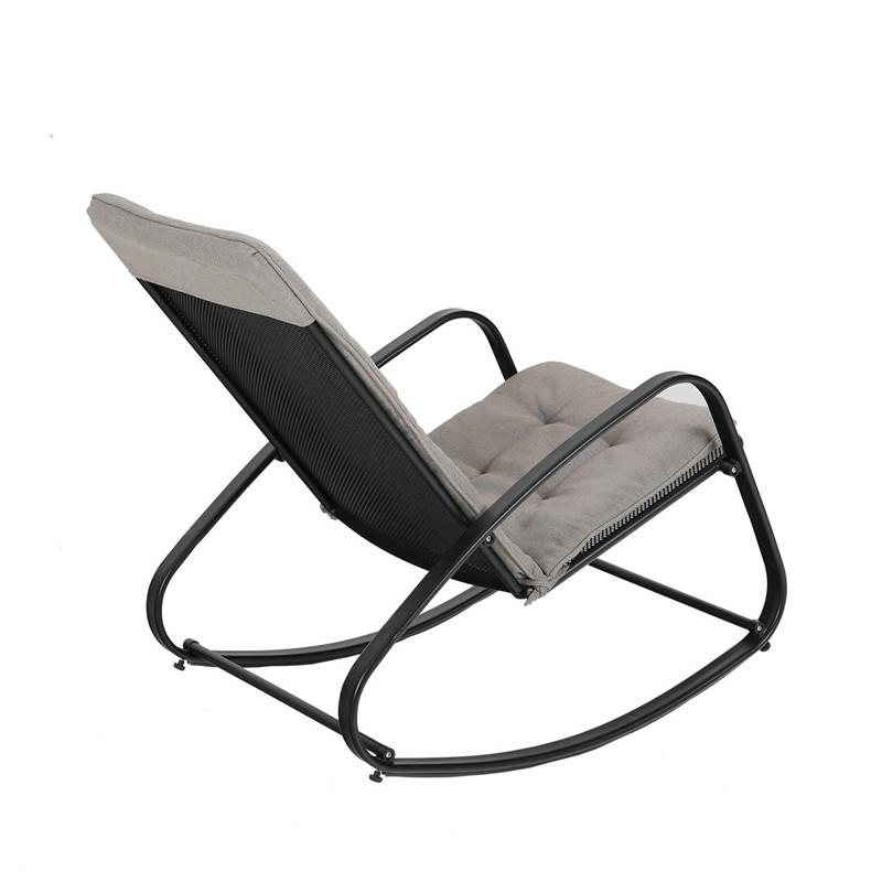 PHI VILLA Patio 1 Piece Rocking Chair Padded Steel Rocker Chair