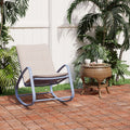 PHI VILLA Patio 1 Piece Rocking Chair Padded Steel Rocker Chair