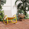 PHI VILLA Patio 1 Piece Rocking Chair Padded Steel Rocker Chair