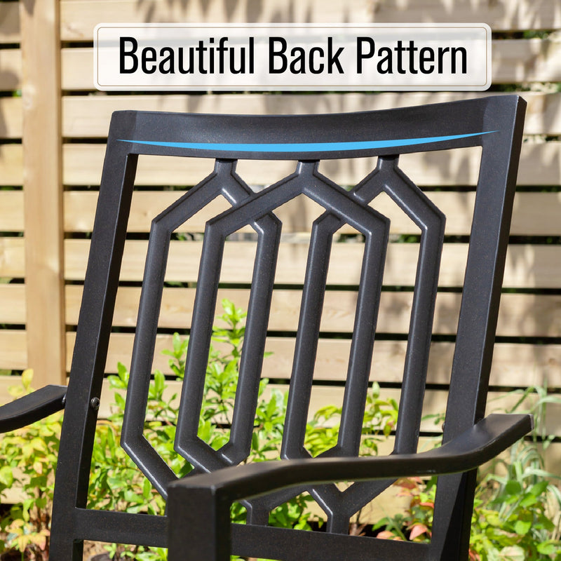 PHI VILLA Outdoor Patio Dining Chair with Steel Frame