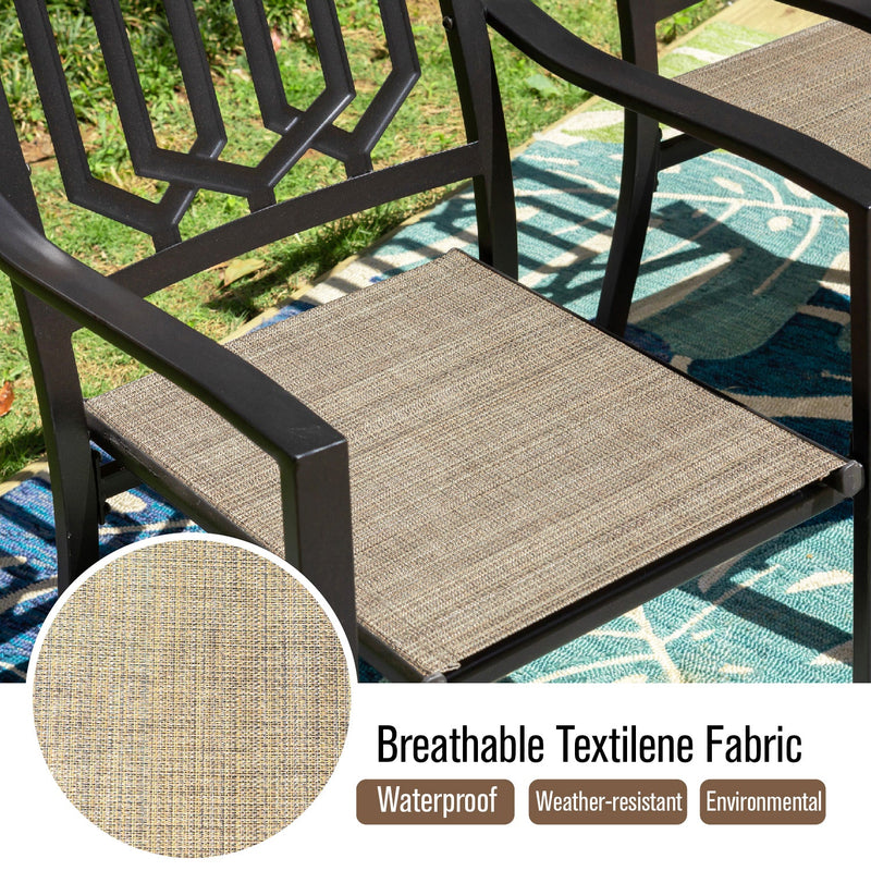 PHI VILLA Outdoor Patio Dining Chair with Steel Frame